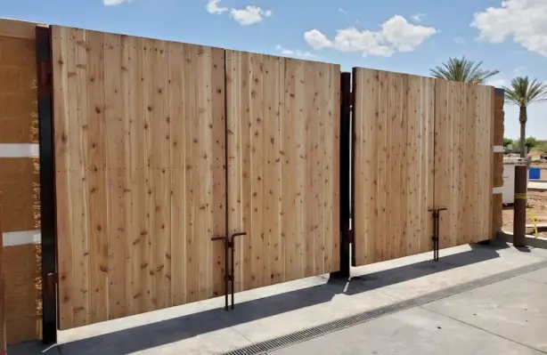 Steel Framed Dumpster Gates with Cedar